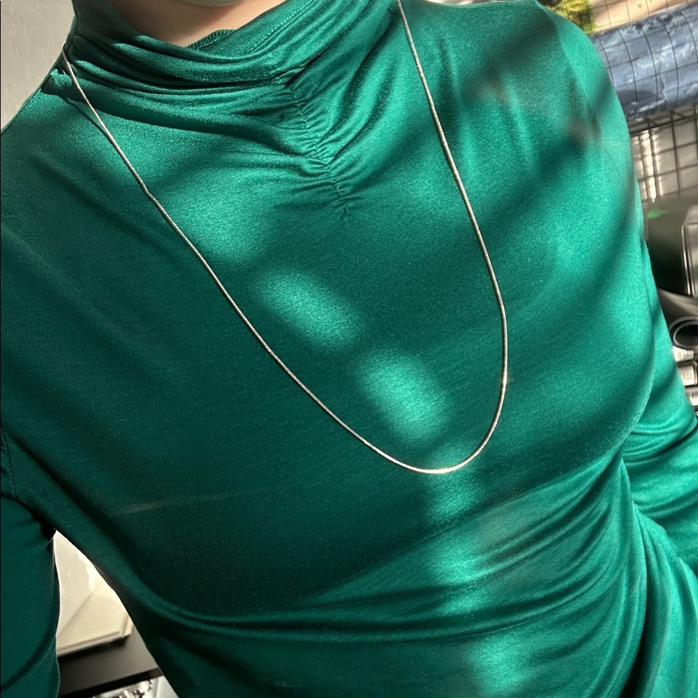 Women's long 28" Silver tone Necklace